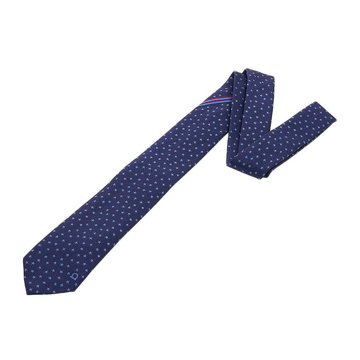 Ferragamo Men’s Star Pattern Silk Tie 35 0917 F NAVY 0762317