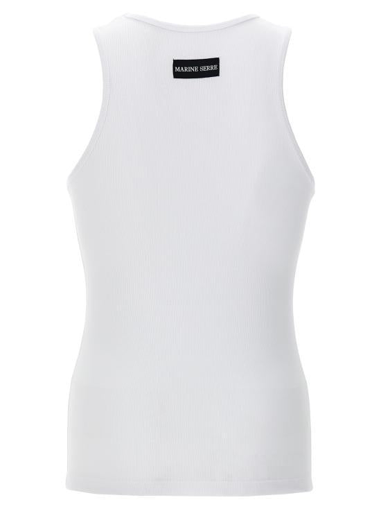 Marine Serre White Sleeveless Jersey T-Shirt MTT081 ACJER 0011