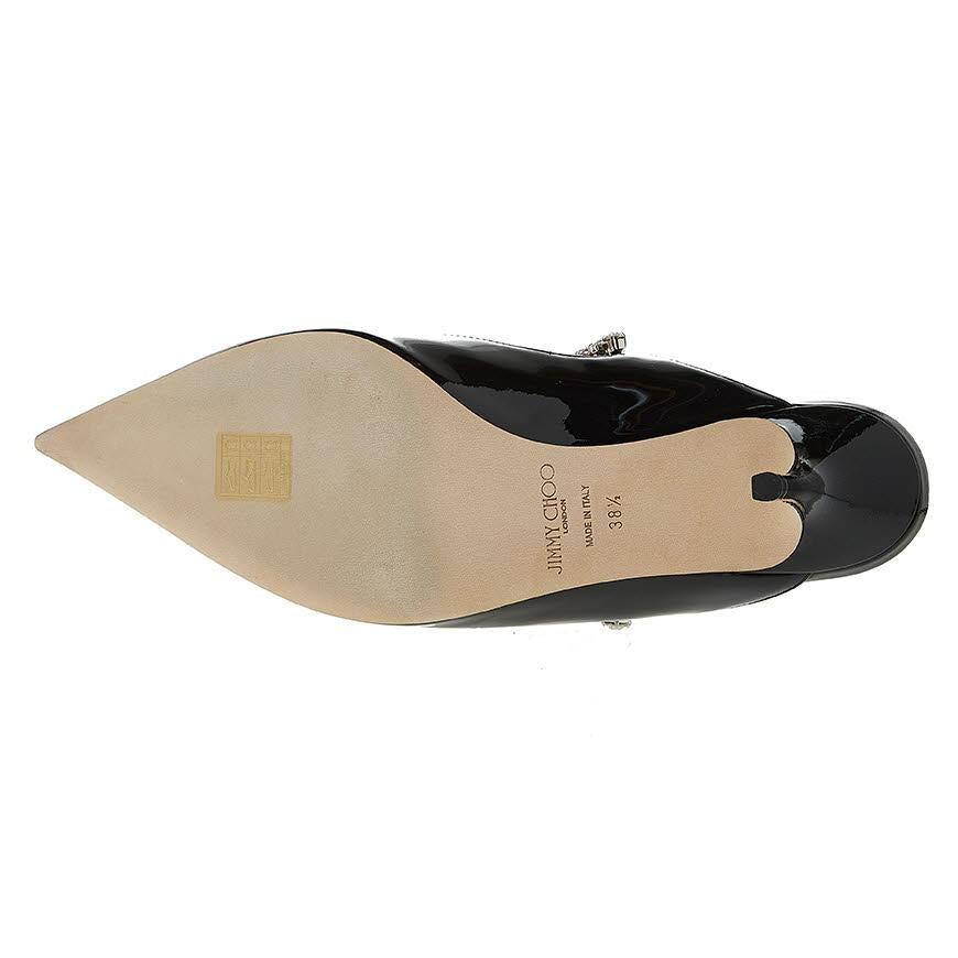 Jimmy Choo Crystal Strap Mule Slides for Women BING 65 PAT BLACK