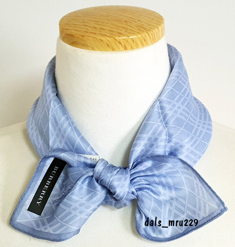 BURBERRY Diagonal Horse Logo Petite Scarf Sky Blue Unisex Scarf