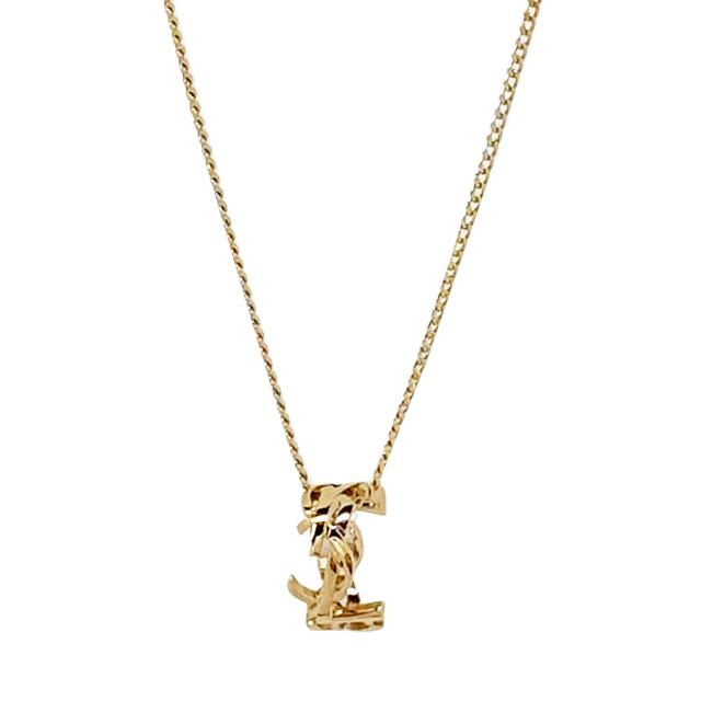 Saint Laurent Gold-Tone Cassandra YSL Logo Pendant Chain Necklace