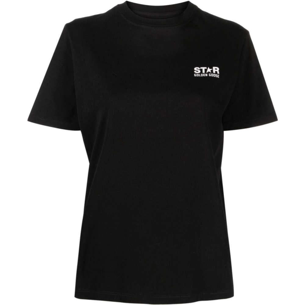 GOLDEN GOOSE Logo Print Black Short Sleeve T-Shirt for Women