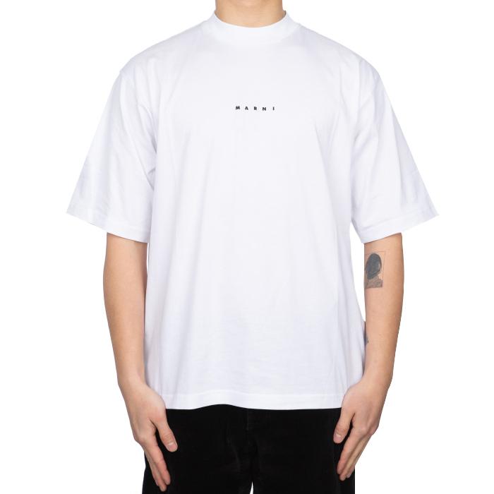 Marni Men’s Oversized Mini Logo T-Shirt White Cotton