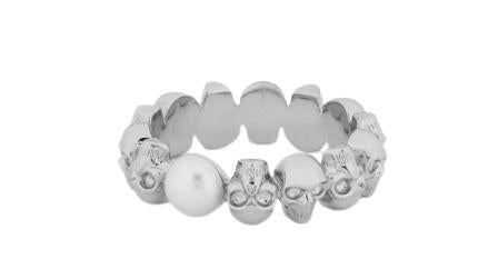 Alexander Mcqueen Leather Skull Bracelet for Men 836794 J16PB 1906 WHITE DOM