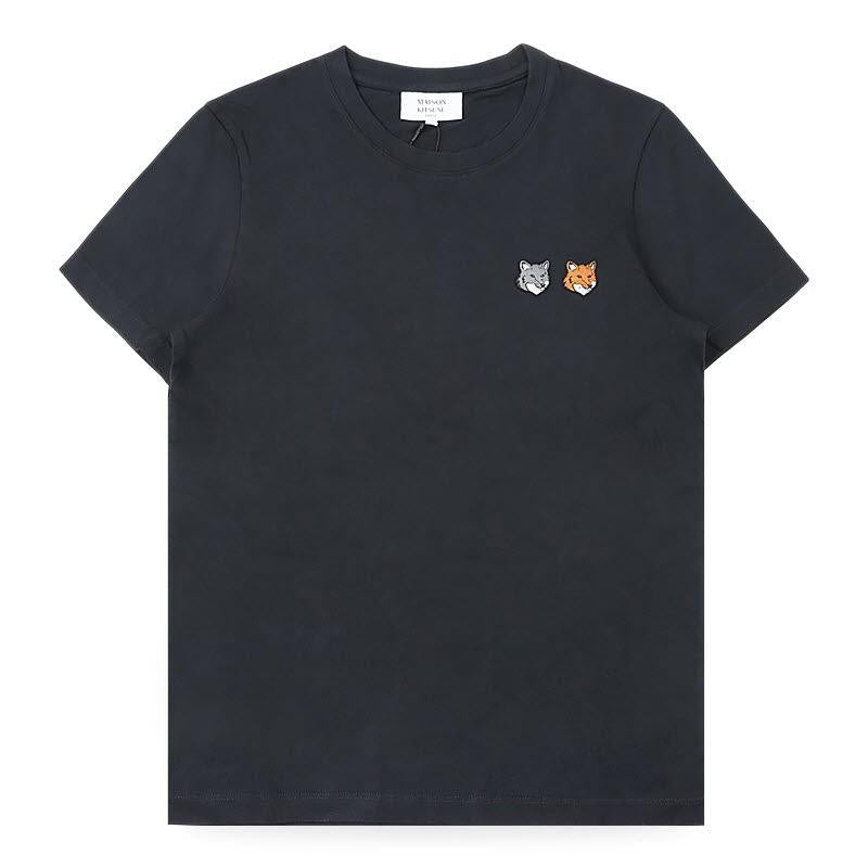 Maison Kitsune Women Double Fox Head Patch Short Sleeve T-Shirt Charcoal