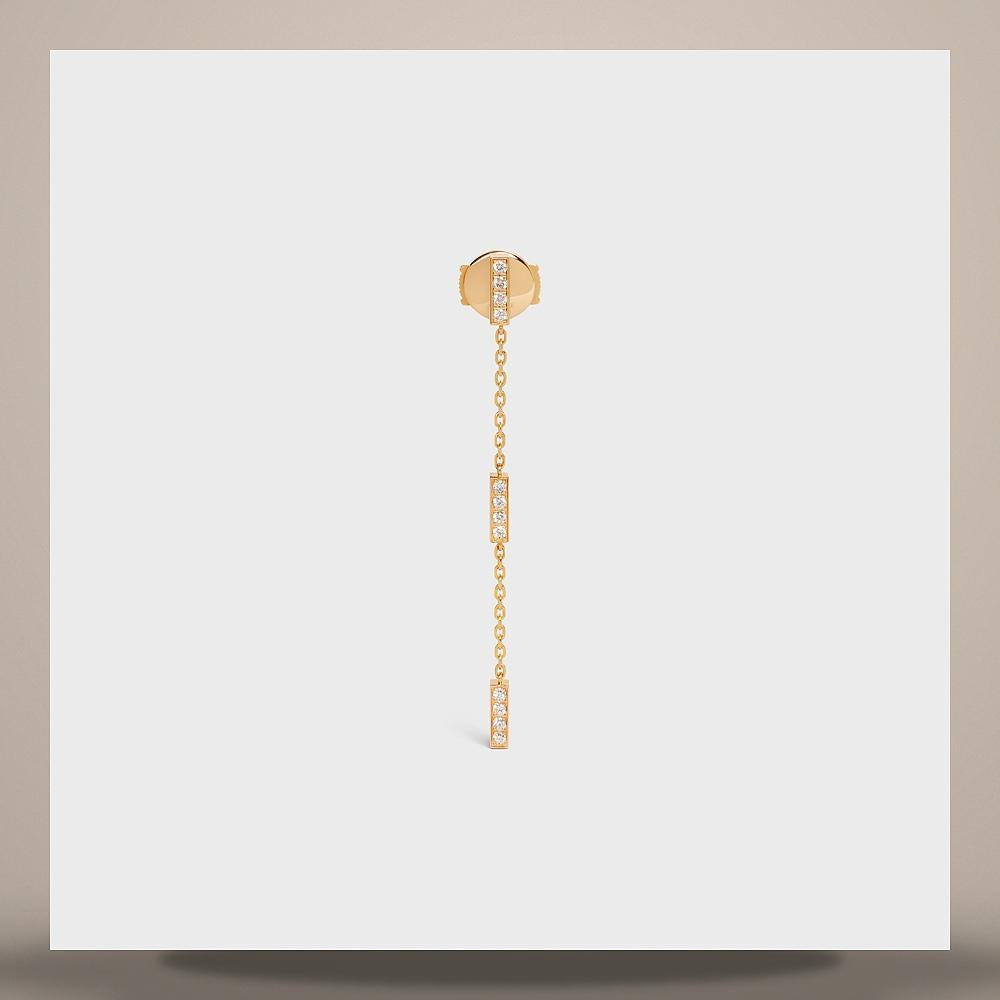 CELINE Yellow Gold Triple Line Diamond Earrings 460EJ6GYD 37YW