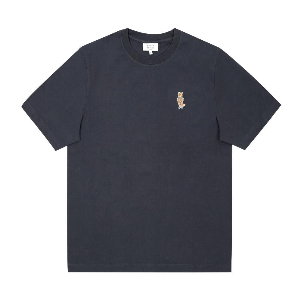 Maison Kitsune Dressed Fox Patch Short Sleeve T-Shirt Men Navy Cotton