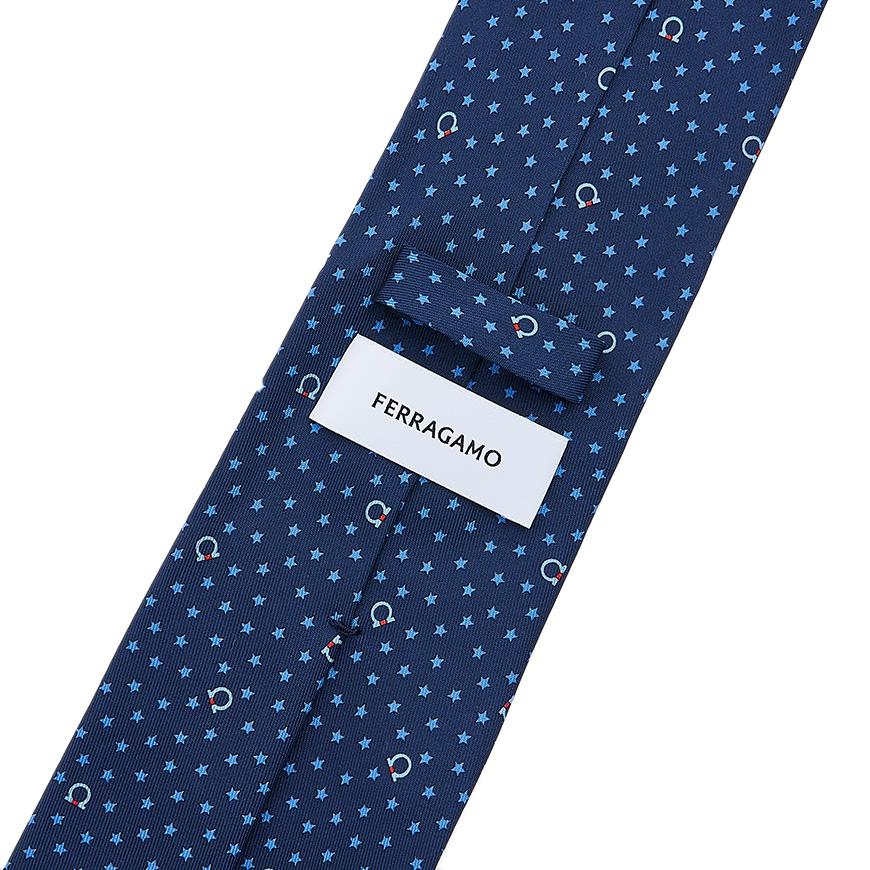 Ferragamo Gancini Silk Tie for Men 35 0874 F NAVY 0761807