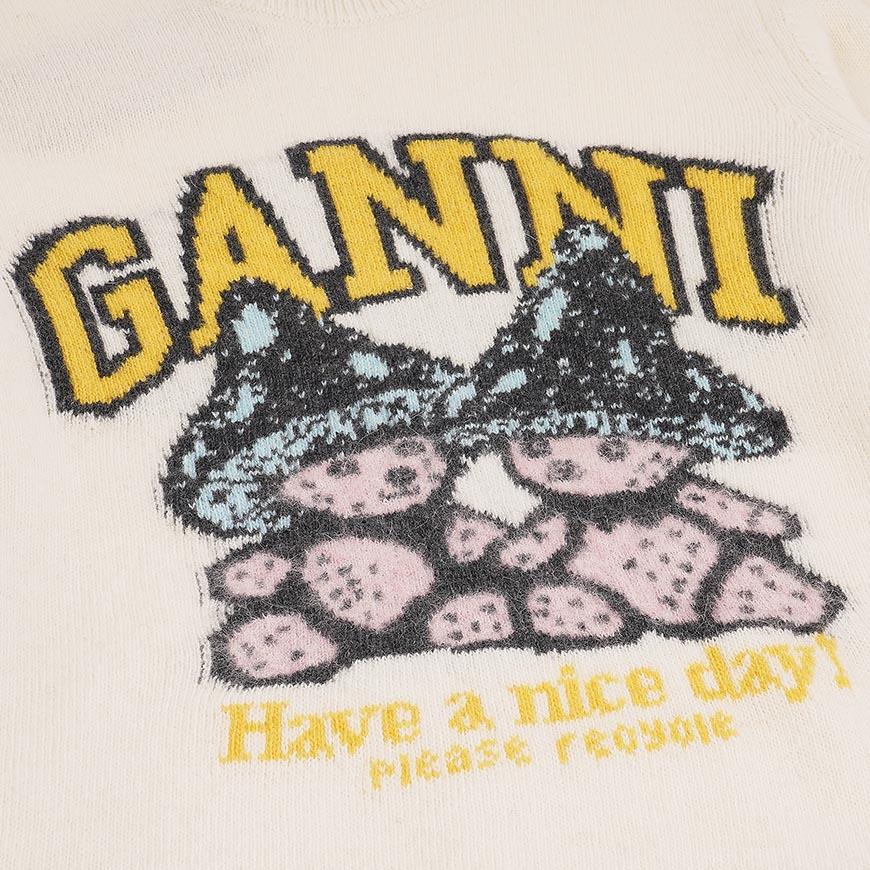 GANNI Women’s Teddy Mushroom Knit Sweater Ivory