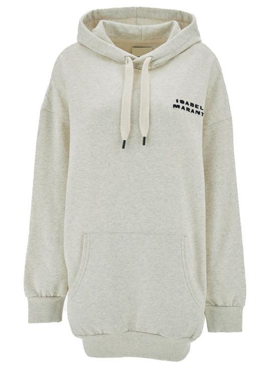 Isabel Marant Ecru Logo Hoodie Sweatshirt Women’s Cotton Pu SW0101 FAA2 M41I23EC