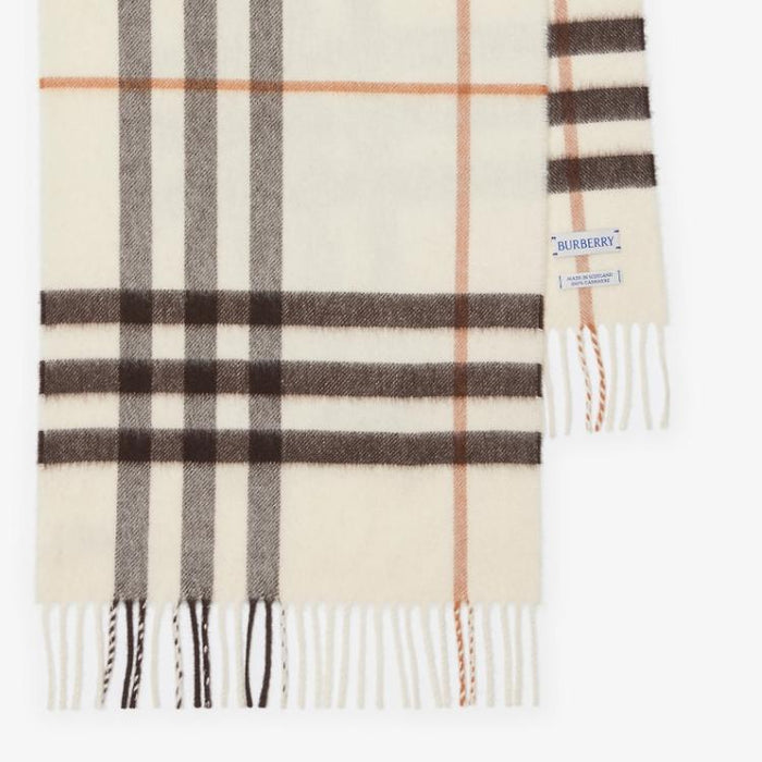 BURBERRY Check Cashmere Scarf Muffler Pebble White Unisex