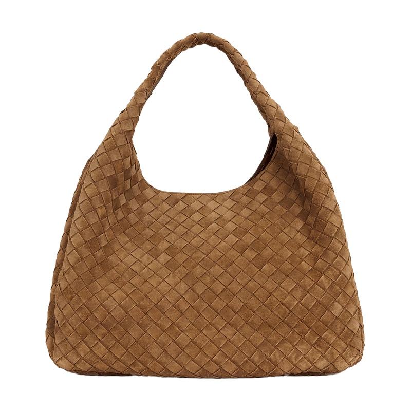 Bottega Veneta Campana Large Shoulder Bag Brown Leather