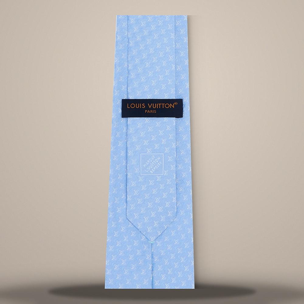Louis Vuitton Light Blue LV Interlocked Silk Tie M98056