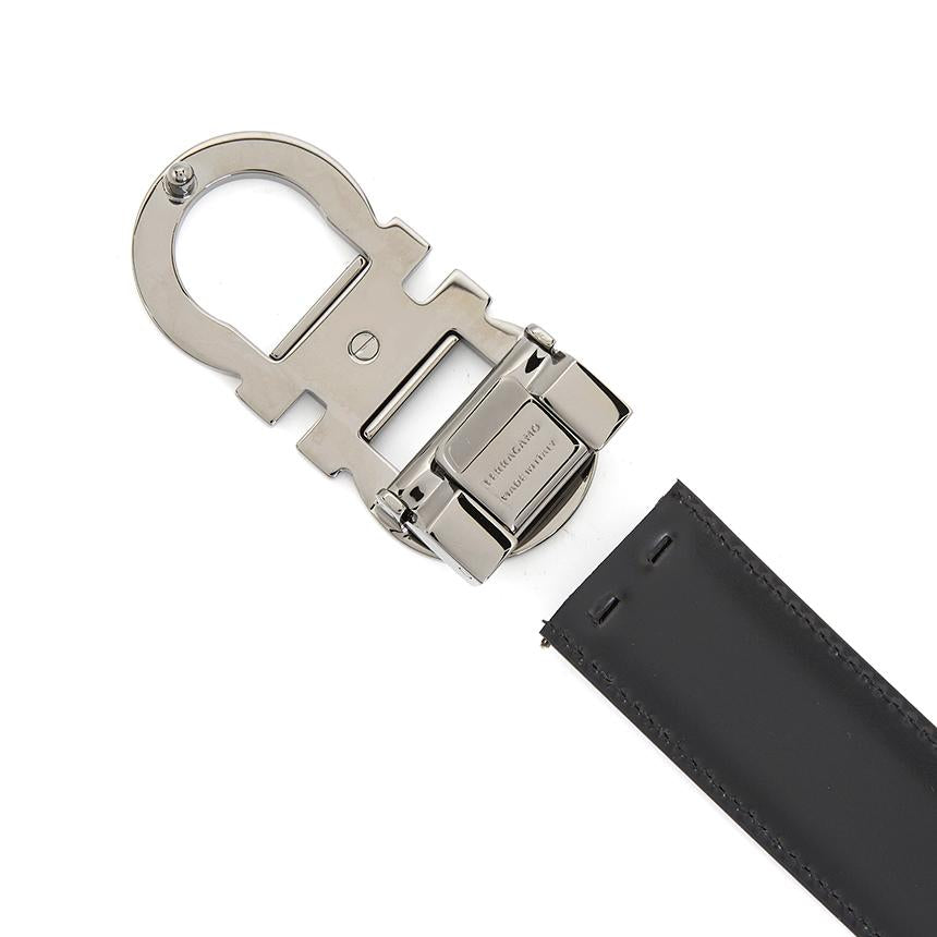 Ferragamo Gancini Reversible Leather Belt Men Black/Brown