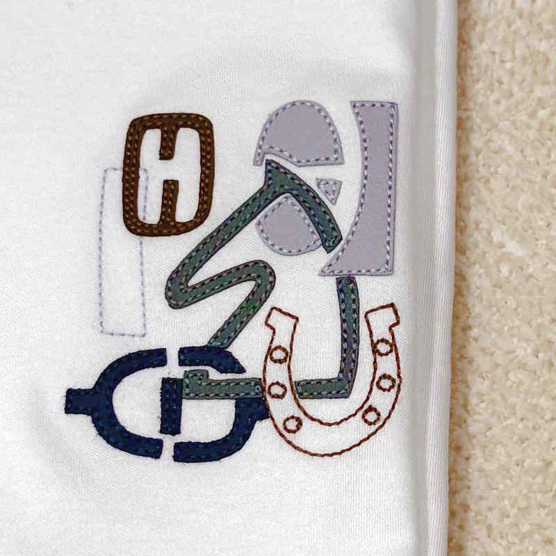HERMES Men H Puzzle Lambskin Detail Cotton Crewneck T-Shirt White