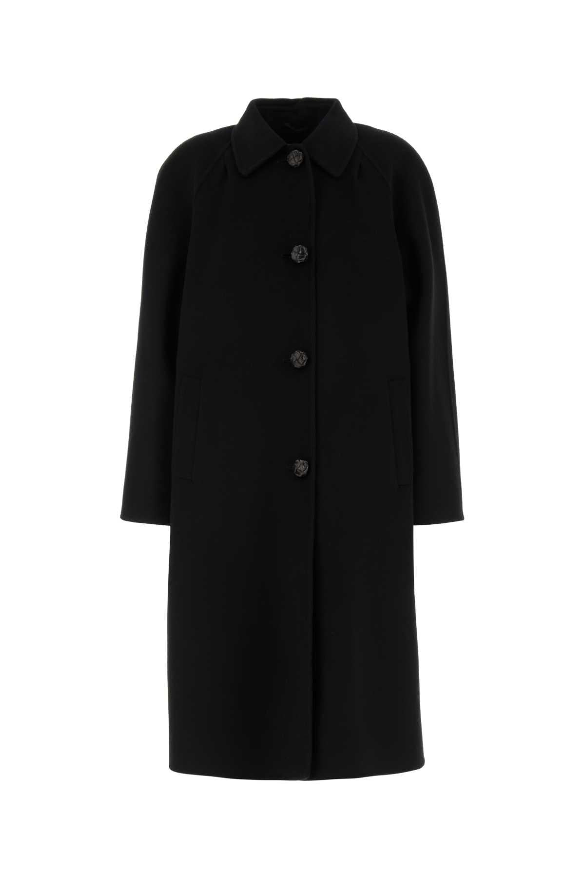 PRADA Black Wool Long Coat