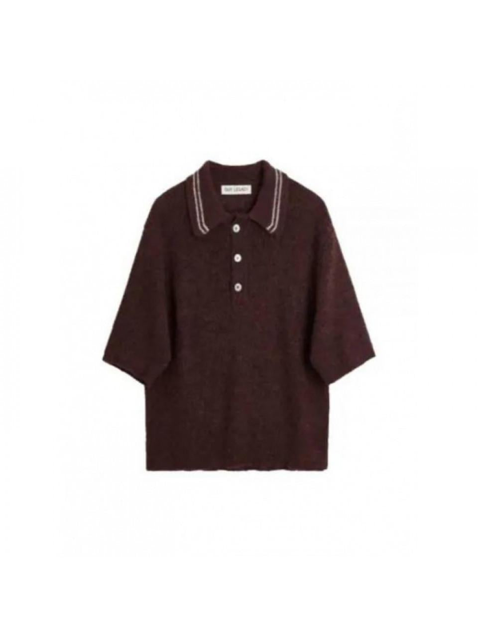 OUR LEGACY Euro Eggplant Fuzzy Alpaca Traditional Polo Sweater
