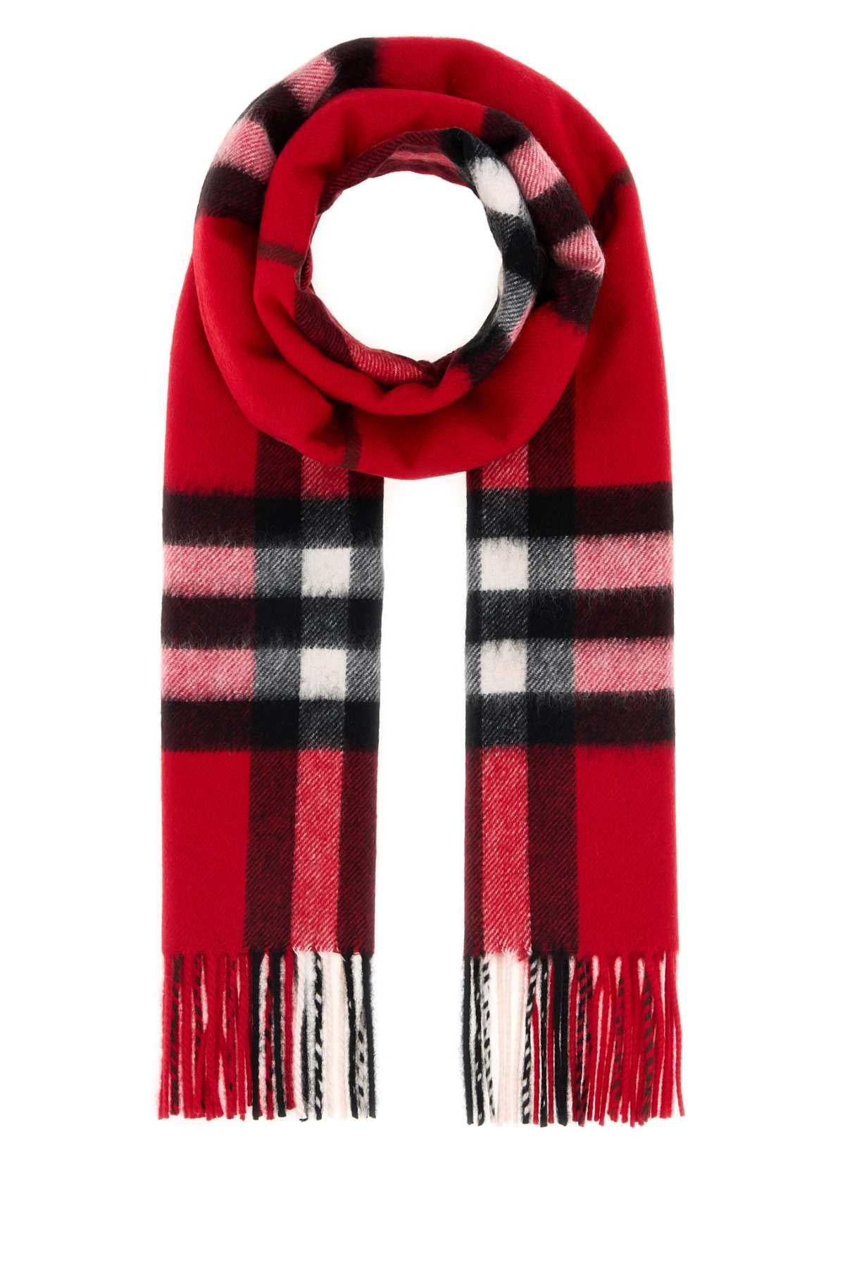 BURBERRY Beige Check Cashmere Scarf