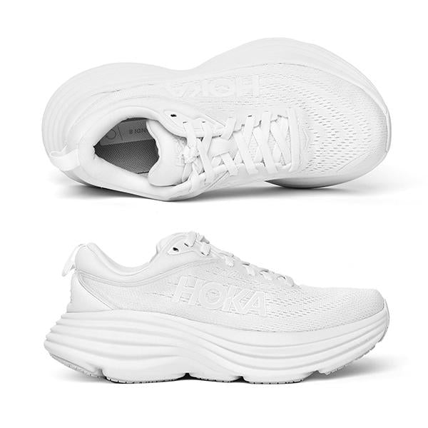 HOKA White Bondi 8 Running Hiking Trail Low-Top Sneakers Women