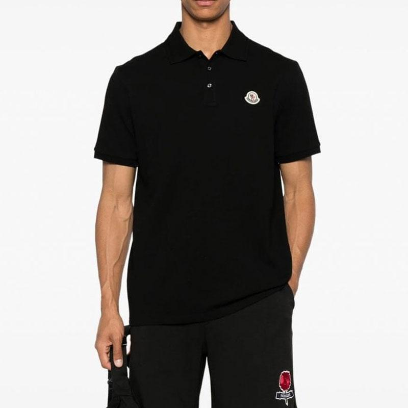 Moncler Men’s Logo Patch Cotton Piqué Polo Shirt Black