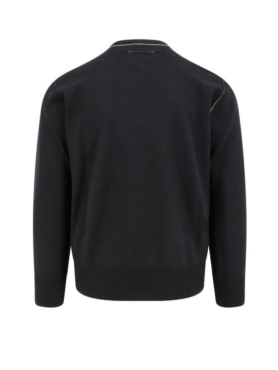 MM6 Contrast Stitch Numeric Wool Crewneck Sweater for SH0HL0017 M13037 900 BLACK