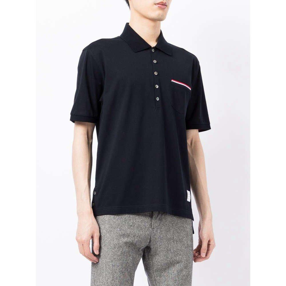 THOM BROWNE RWB Pocket Navy Cotton Polo Shirt Unisex