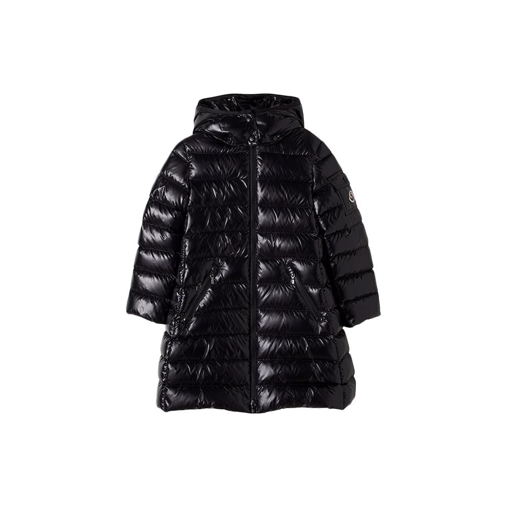 Moncler Women’s Moka Logo Patch Long Down Puffer Jacket Black