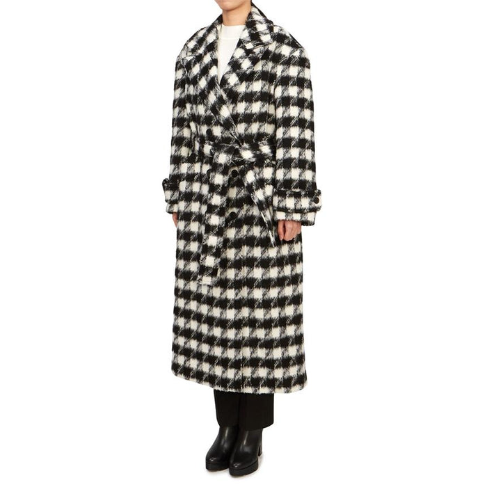 ALLSAINTS Hyder Black White Wool Long Coat Women