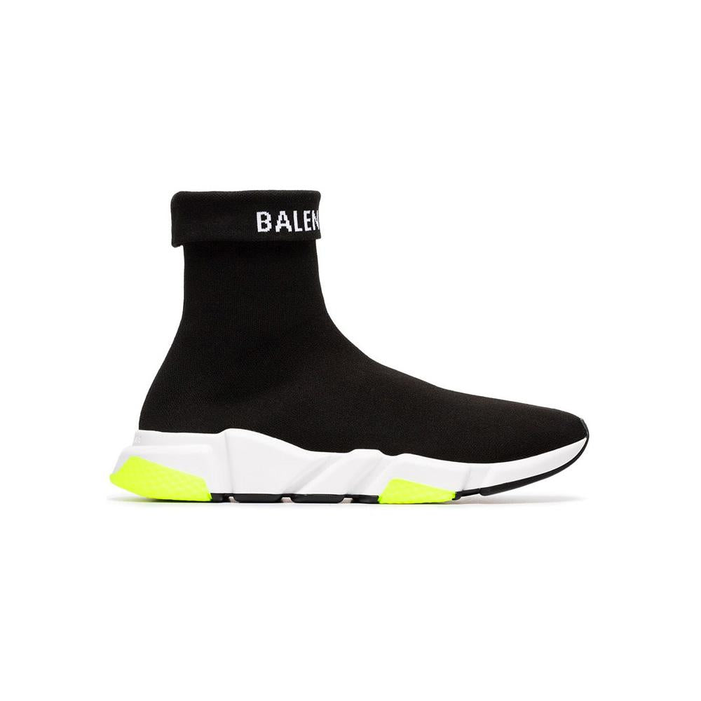 BALENCIAGA Black Neon Yellow Fold Speed Runner Low Top Sneaker 534379 W1GV0 1006