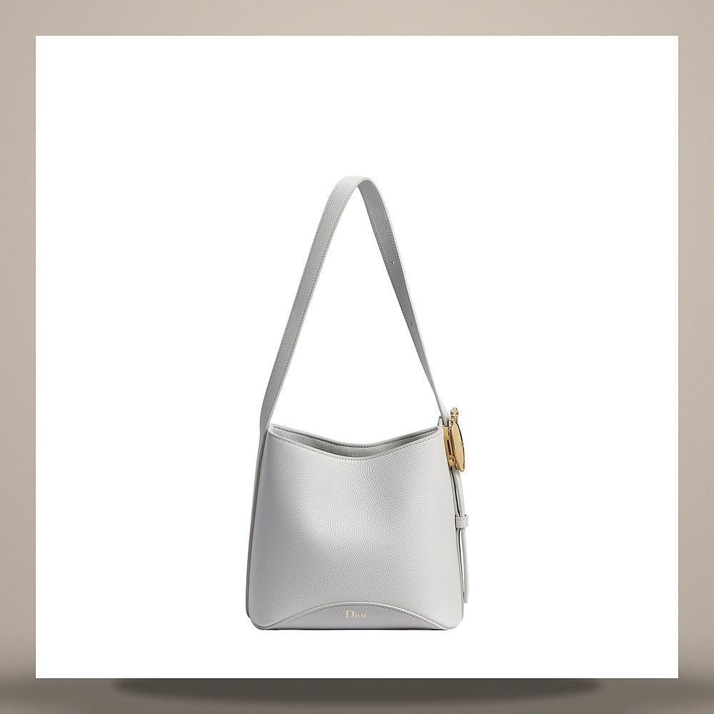 DIOR Medallion Bucket Bag Small Gray Pietro Grained Calfskin Cros M1531QUQW M68G