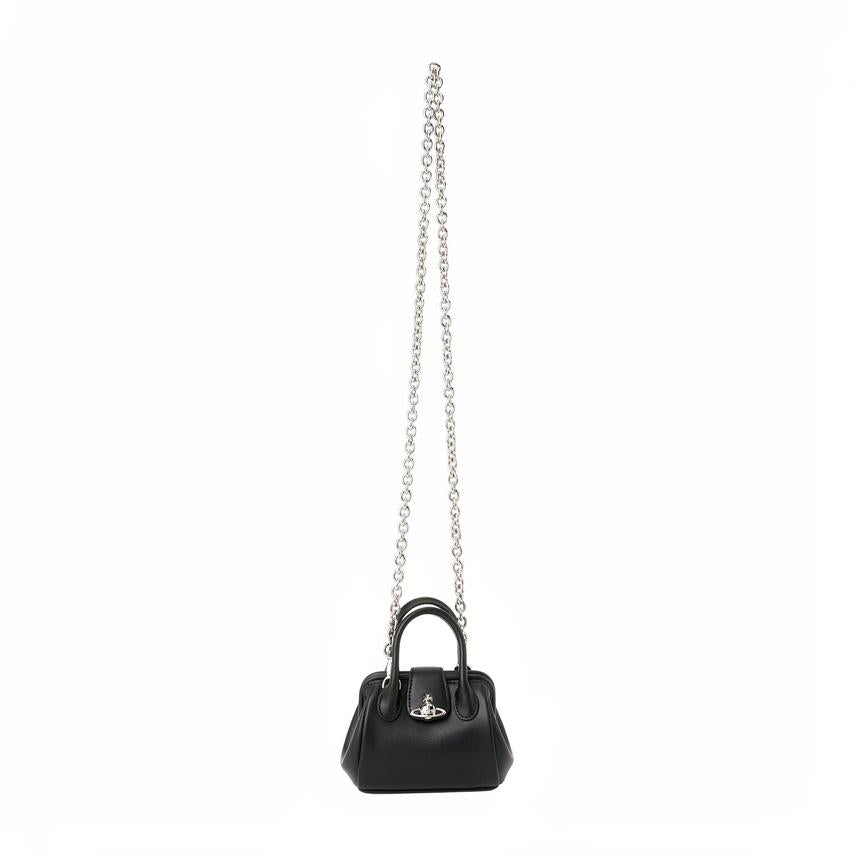 Vivienne Westwood Pamela Mini Chain Tote Bag Black Leather Women