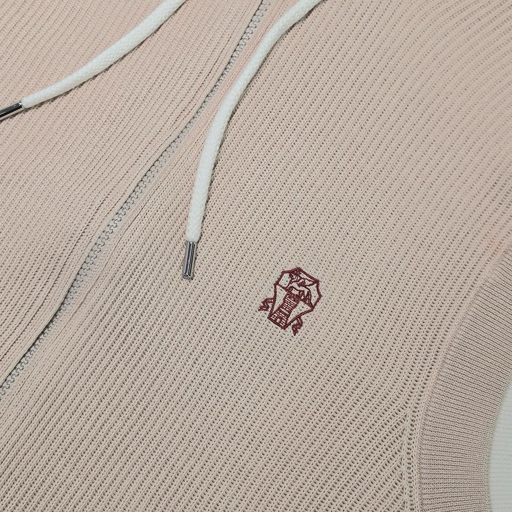 Brunello Cucinelli Cotton English Rib Knit Zip Hoodie Vest Joggers Set