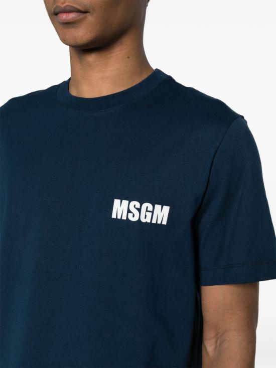 MSGM Navy Short Sleeve T-Shirt for Men 3640MM13024700289