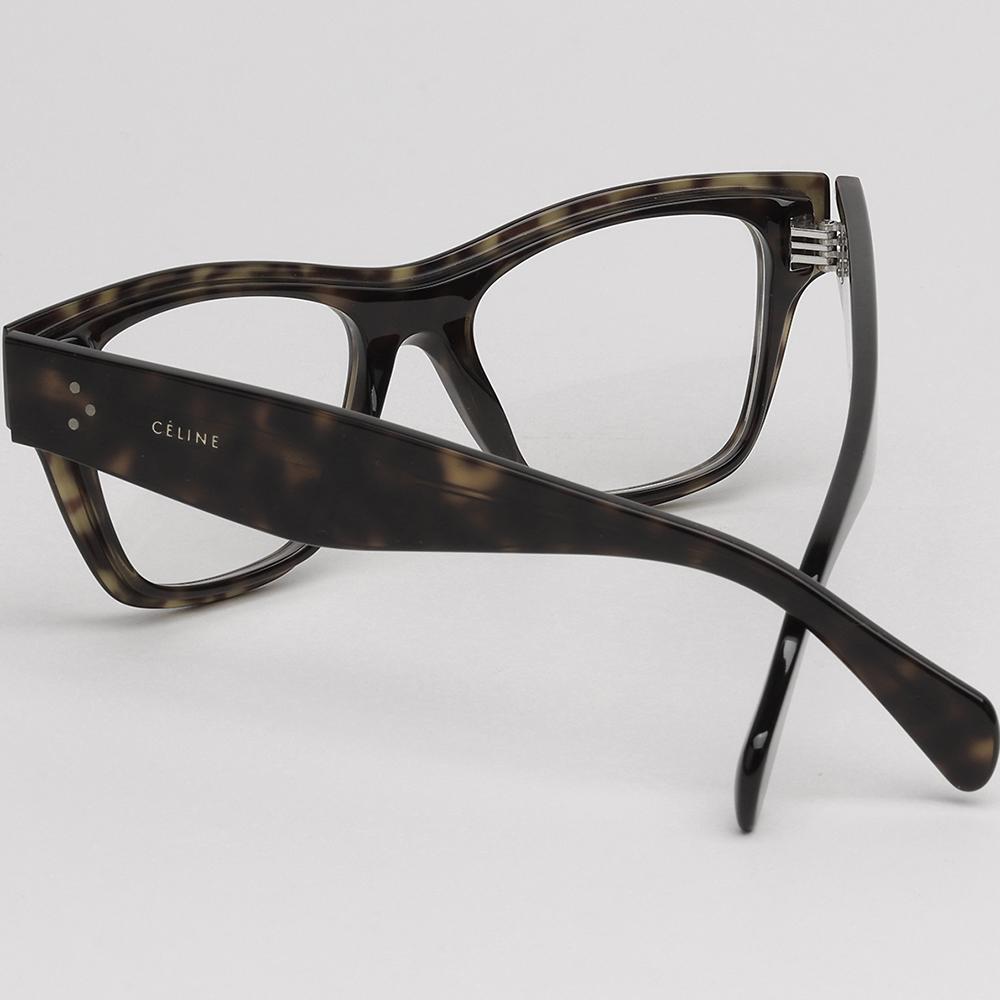 CELINE Translucent Tortoise Square Acetate Eyeglass Frames Unisex CL50014I 052