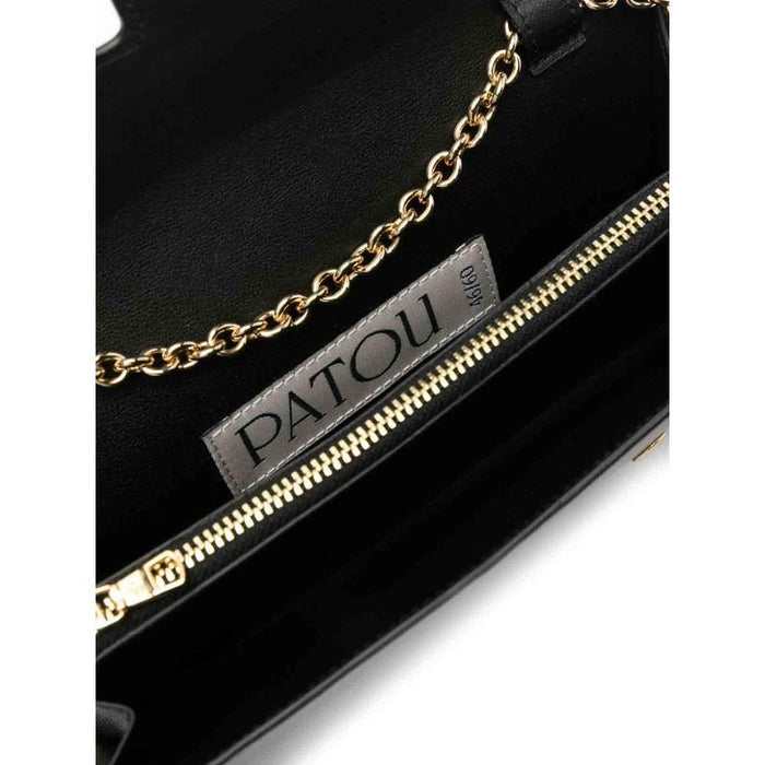 PATOU Chain Clutch Crossbody Shoulder Bag Black Leather