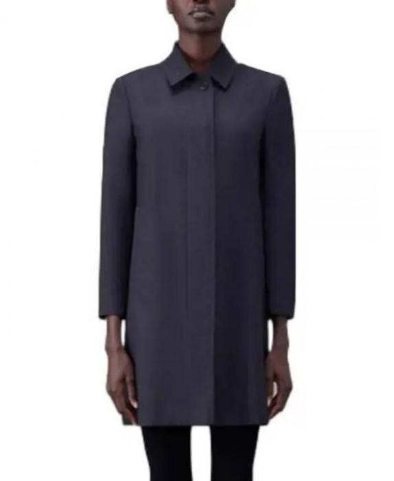 THOM BROWNE Peak Lapel Super 120s Twill Overcoat Women’s Grey