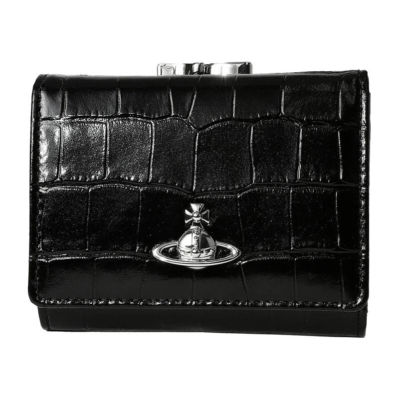 Vivienne Westwood Small Frame Bifold Wallet Black Leather