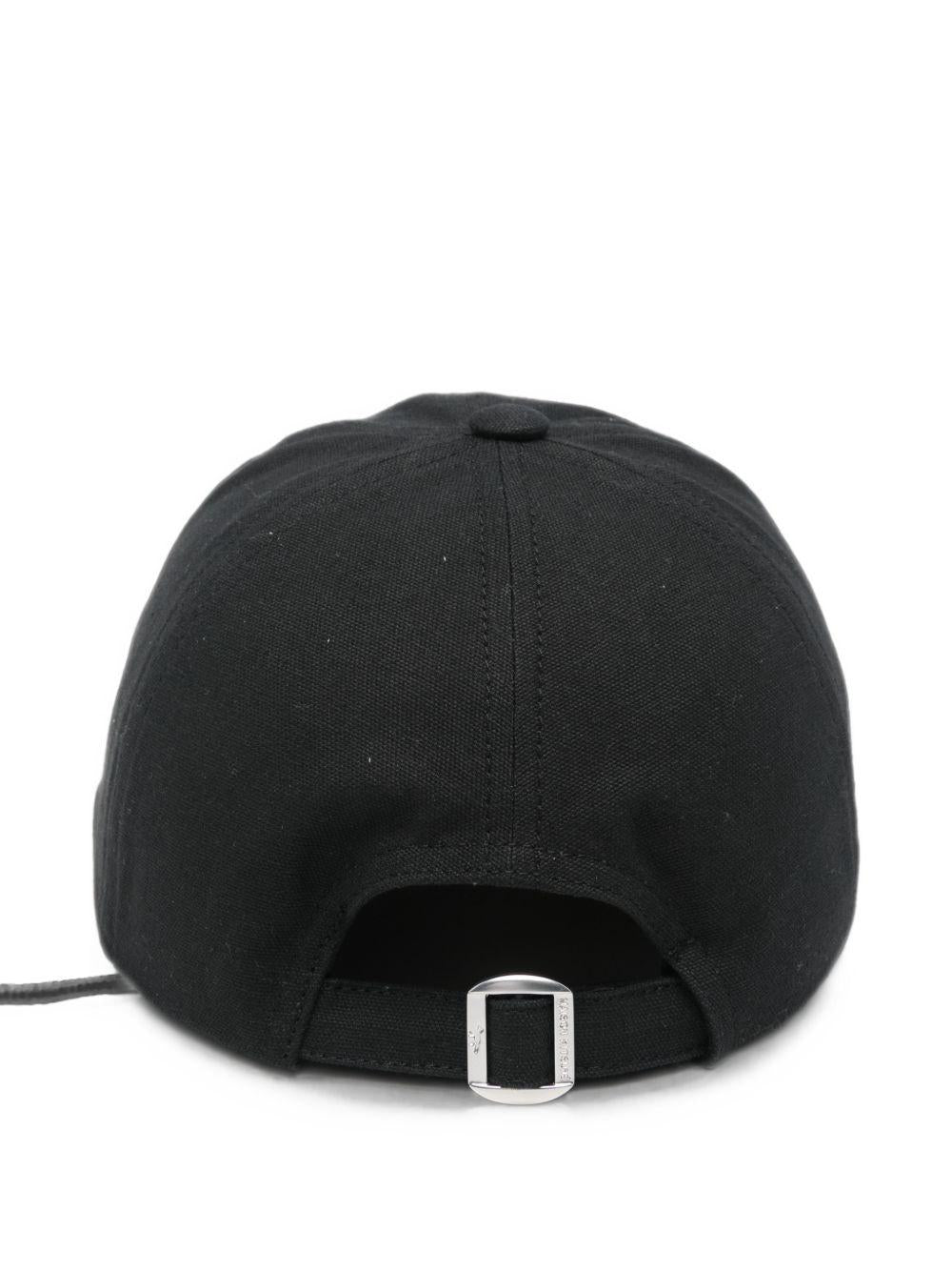 Maison Kitsune Black Cotton Logo Baseball Cap