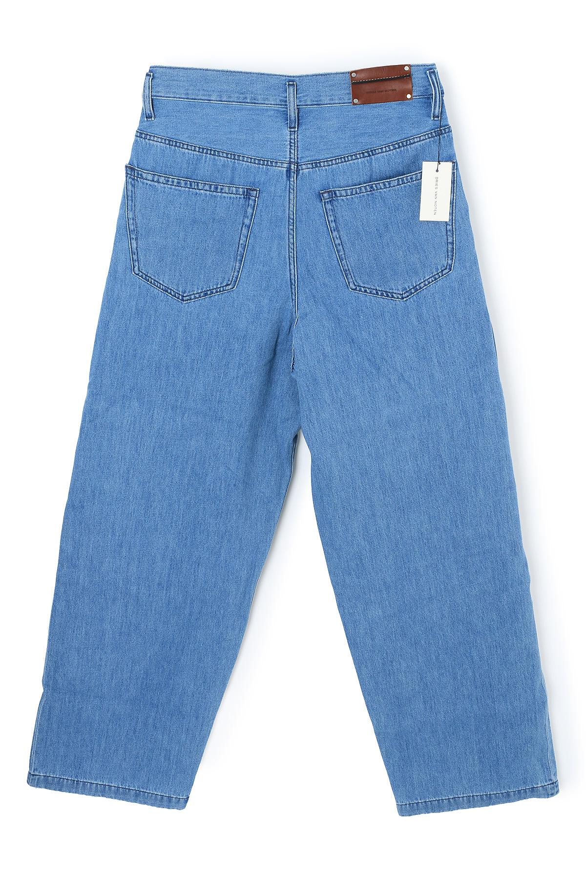 Dries Van Noten Light Blue Pleated Denim Jeans 242 020934 9378 514