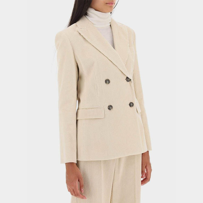 Max Mara Ivory Cotton Velvet Blazer Jacket 5046083306 002