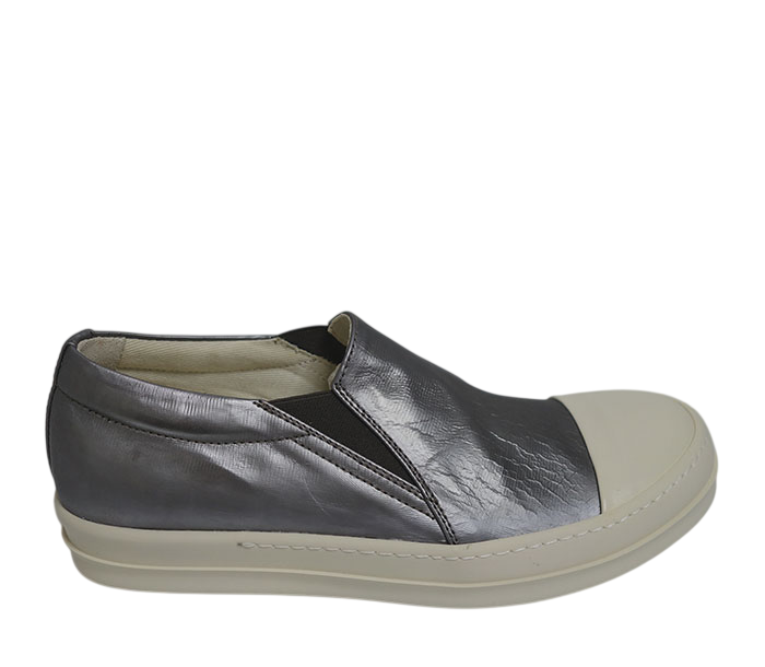 Rick Owens metallic gray slip-on sneakers