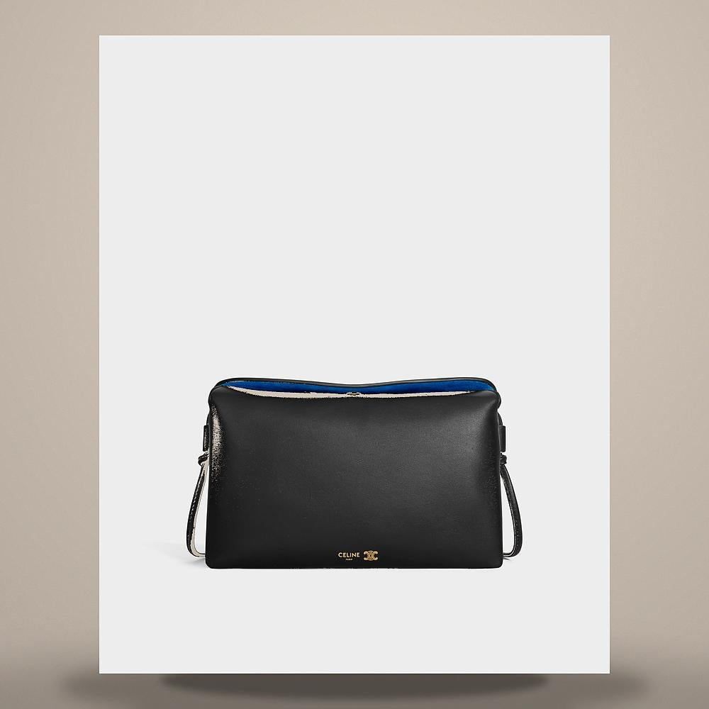 CELINE Trio Flap Soft Lambskin Black Tote Bag