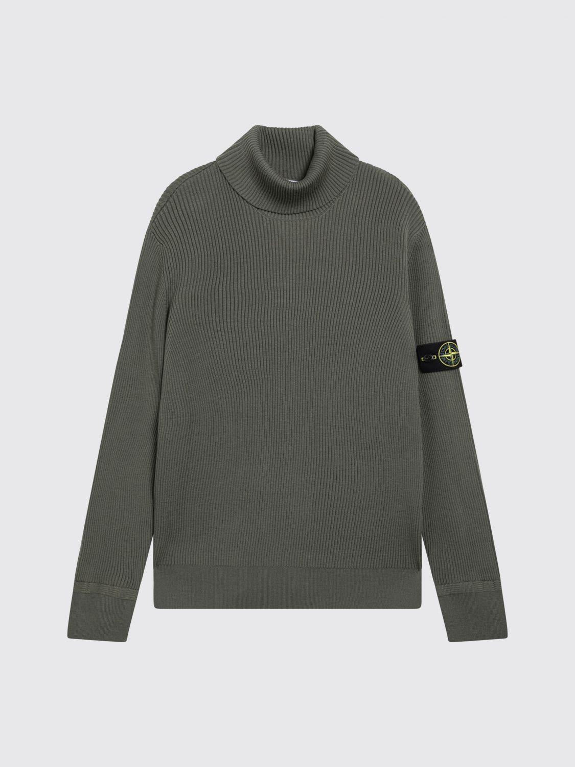 STONE ISLAND Gray Wool Turtleneck Knit Sweater for Men