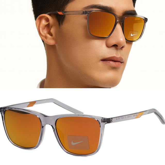 Nike Orange Mirror Transparent Gray Horn-Rim Unisex Sunglasses DV2291 012