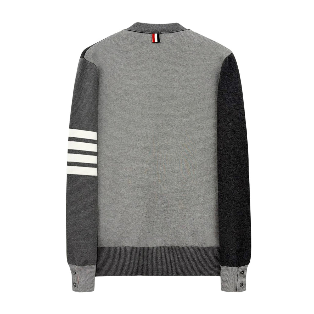 THOM BROWNE Grey Armband Stripe Knit Cardigan for Men