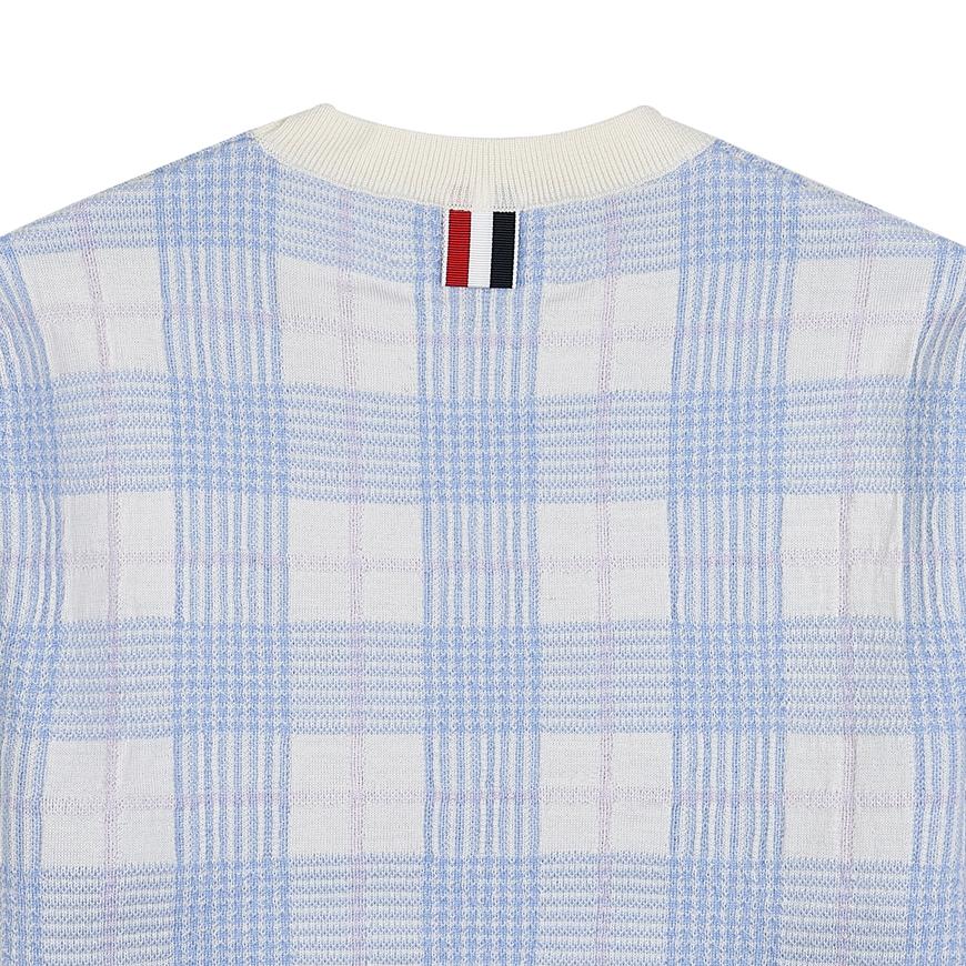 THOM BROWNE Women’s Scallop Edge Check Wool Crewneck Sweater