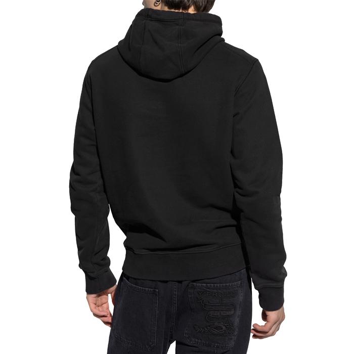 STONE ISLAND Black Cotton Hooded Sweatshirt