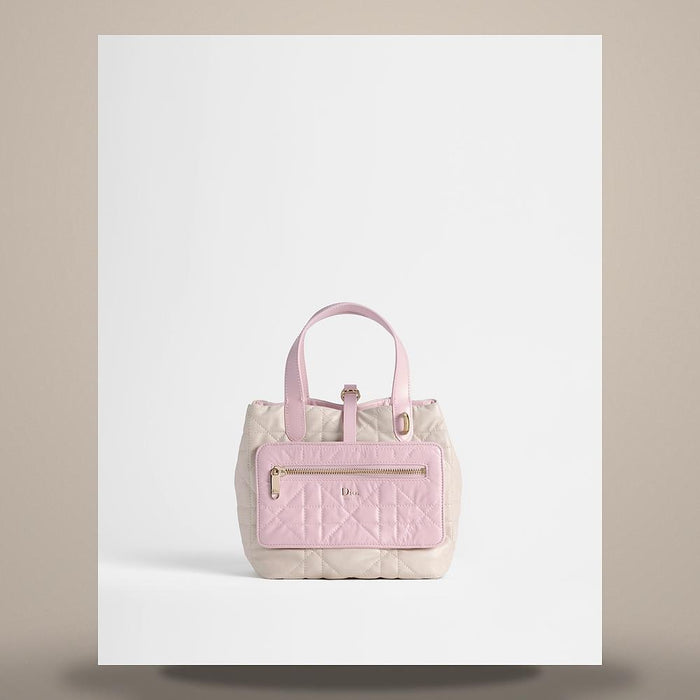 DIOR Two-Tone Gris Clair/Rose Tender Reversible Vertical Tote Sma M2880ODYQ M45E
