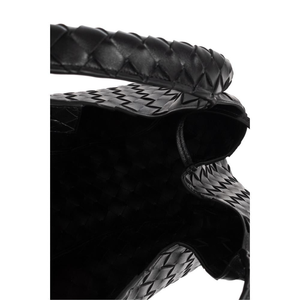 Bottega Veneta Campana Medium Shoulder Bag Black Leather