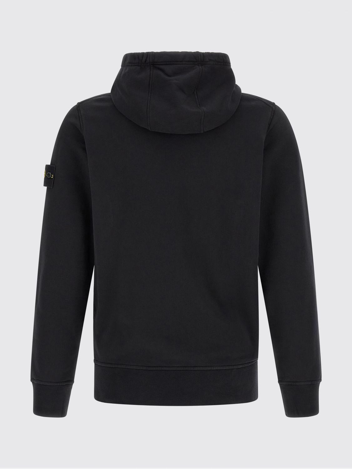 STONE ISLAND Black Cotton Logo Hoodie